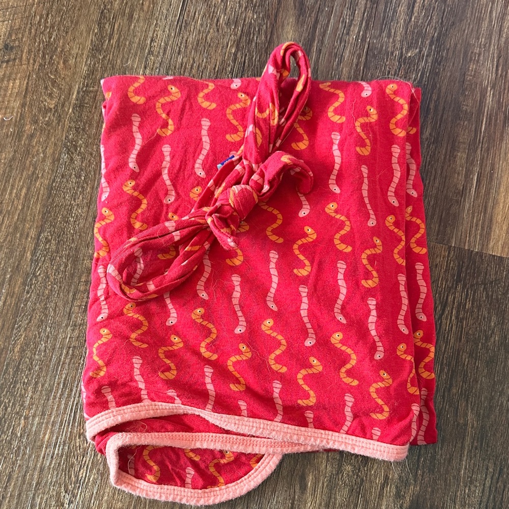 Kickee Pants Rhododendron Worms Swaddle Blanket and Bow